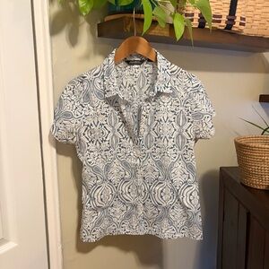 Eddie Bauer Patterned Cotton Blend Button Up